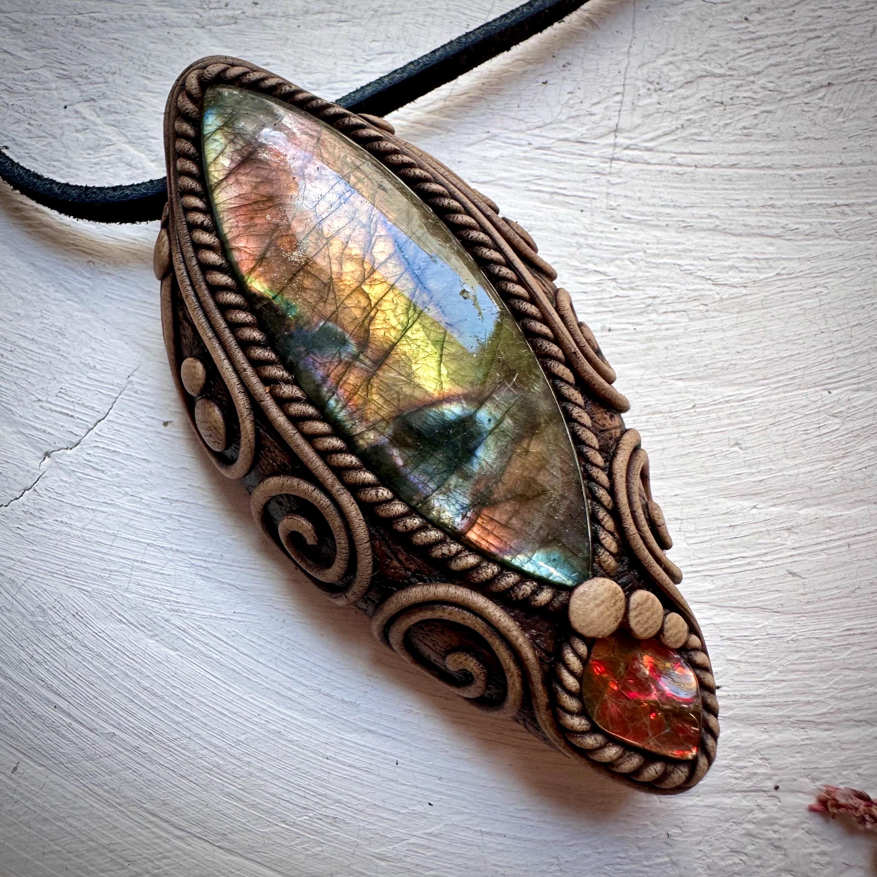 Labradorite and Ammolite Necklace - FairyGardenGlow