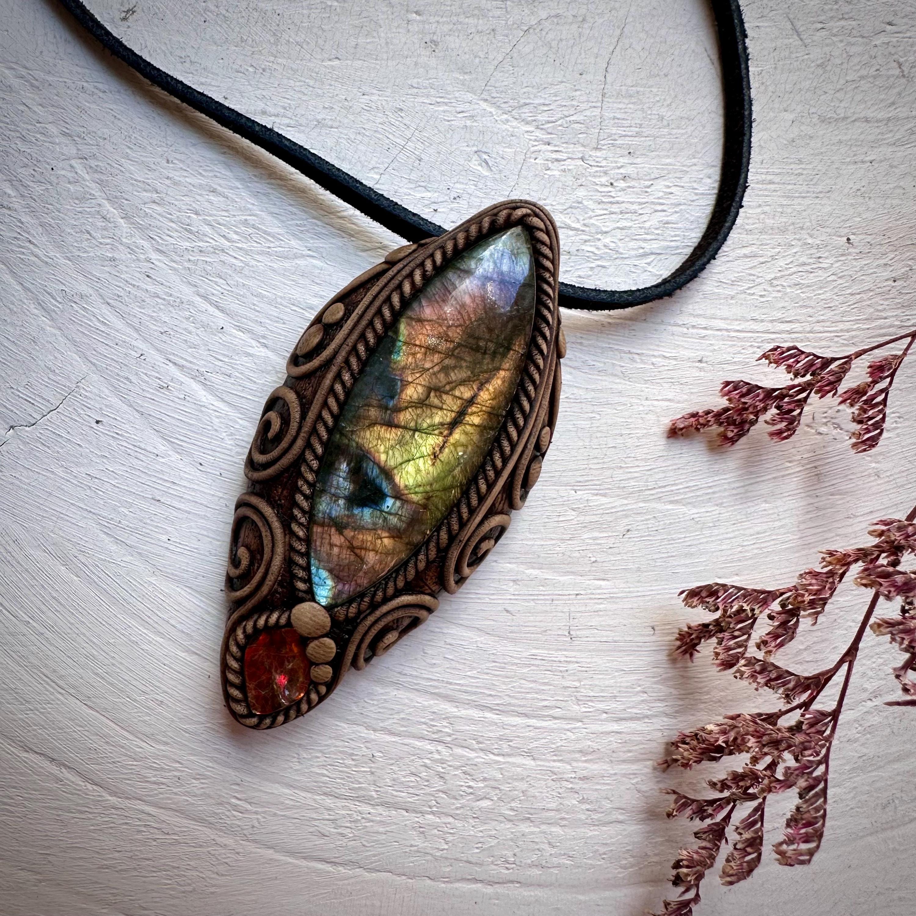 Labradorite and Ammolite Necklace - FairyGardenGlow