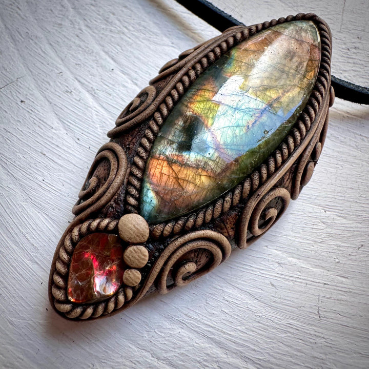 Labradorite and Ammolite Necklace - FairyGardenGlow