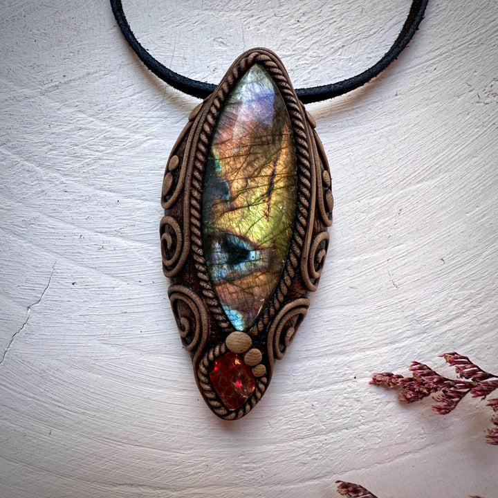Labradorite and Ammolite Necklace - FairyGardenGlow