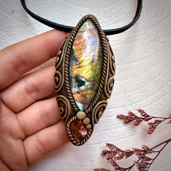 Labradorite and Ammolite Necklace - FairyGardenGlow