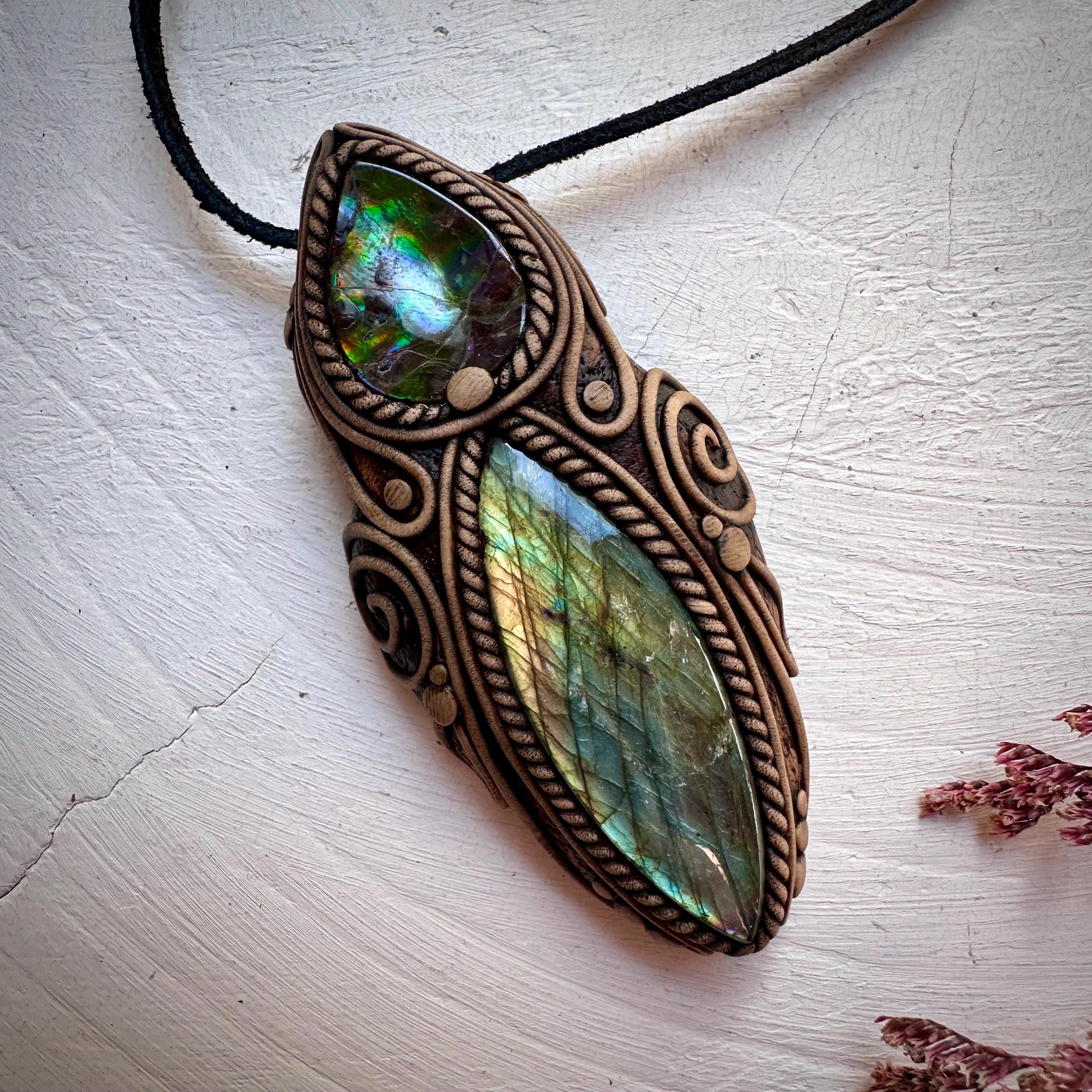 Labradorite and Ammolite Necklace - FairyGardenGlow