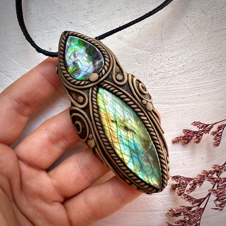 Labradorite and Ammolite Necklace - FairyGardenGlow
