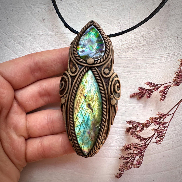 Labradorite and Ammolite Necklace - FairyGardenGlow