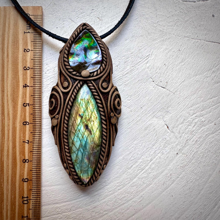 Labradorite and Ammolite Necklace - FairyGardenGlow