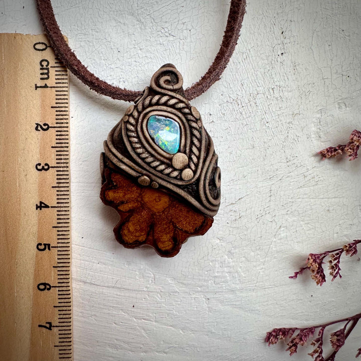 Ayahuasca Vine and Boulder Opal Necklace - FairyGardenGlow