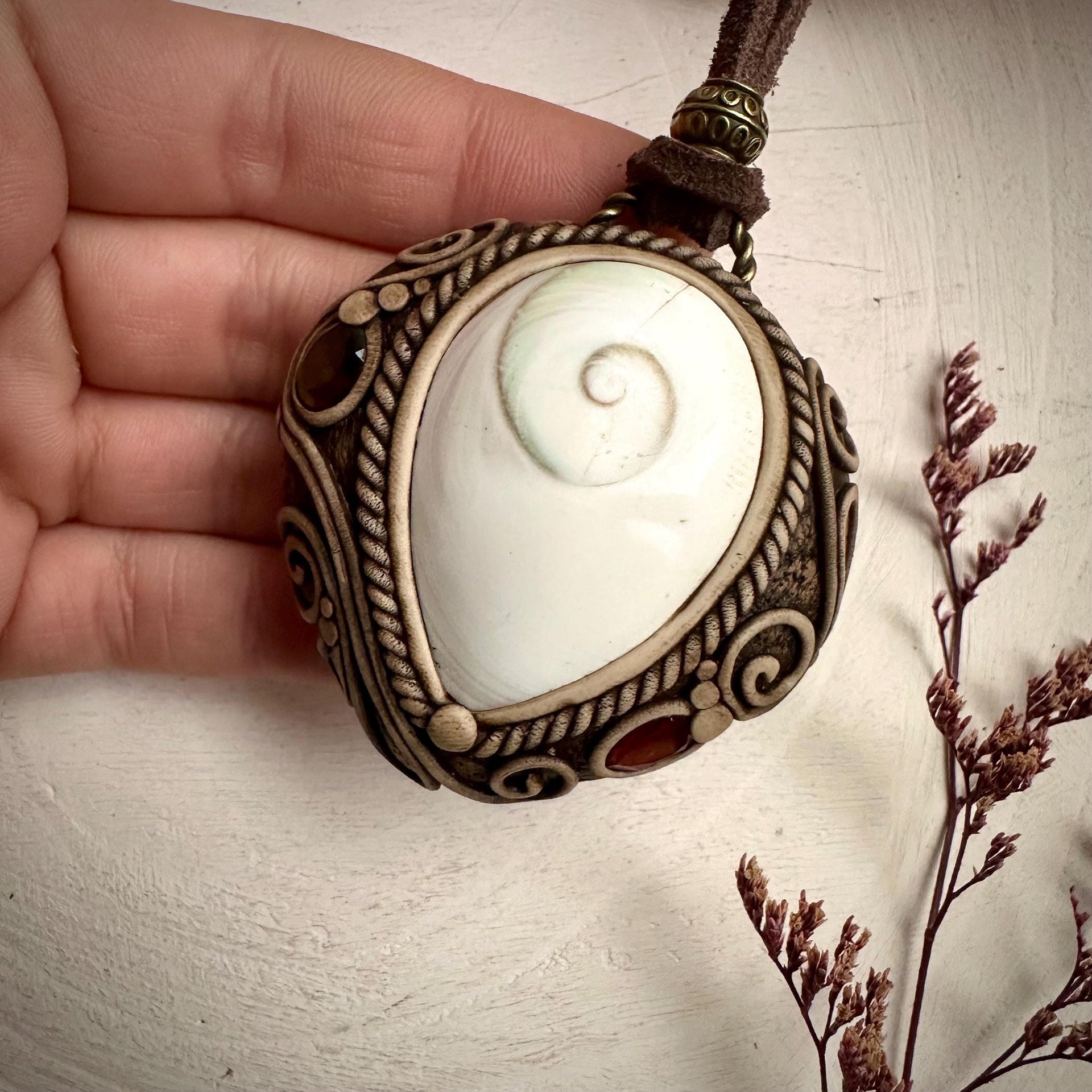 Shiva Eye Red Garnet and Smoky Quartz Necklace - FairyGardenGlow