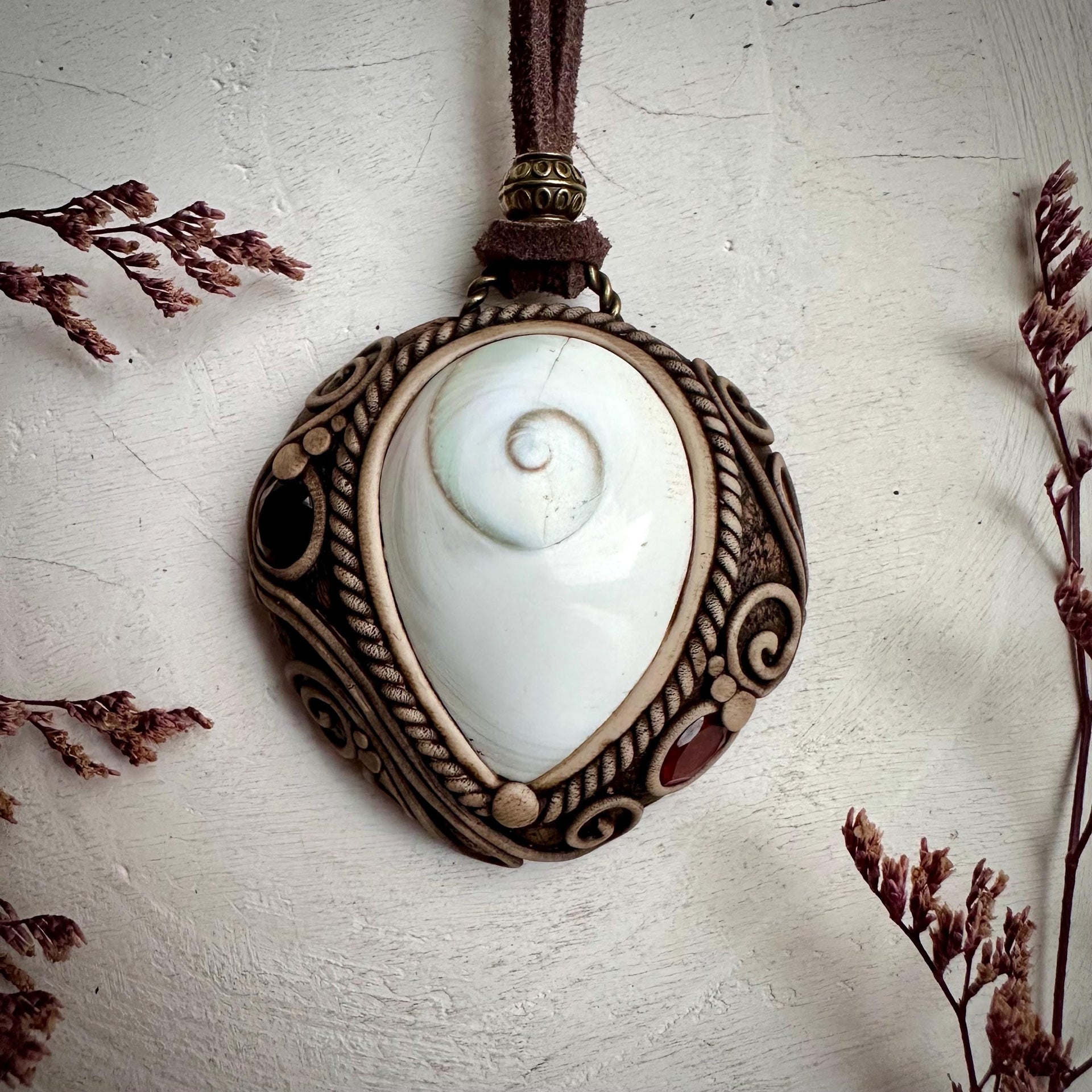Shiva Eye Red Garnet and Smoky Quartz Necklace - FairyGardenGlow