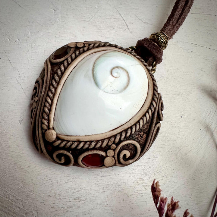 Shiva Eye Red Garnet and Smoky Quartz Necklace - FairyGardenGlow