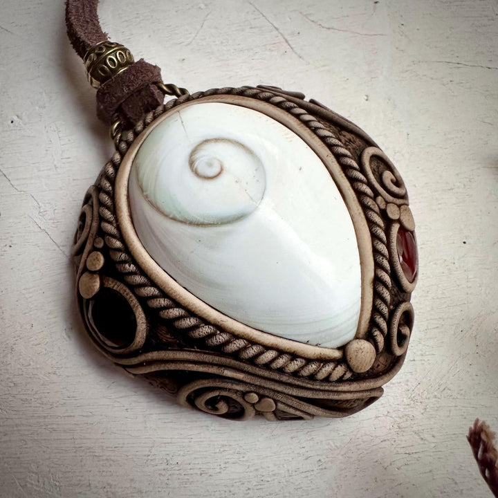 Shiva Eye Red Garnet and Smoky Quartz Necklace - FairyGardenGlow