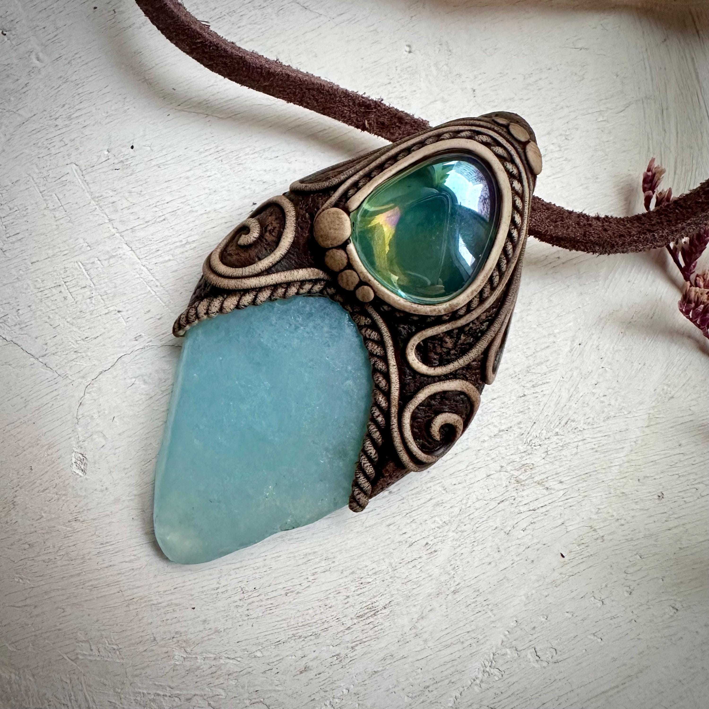 Aquamarine and Aqua Aura Quartz Necklace - FairyGardenGlow