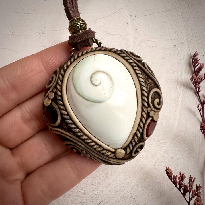 Shiva Eye Red Garnet and Smoky Quartz Necklace - FairyGardenGlow