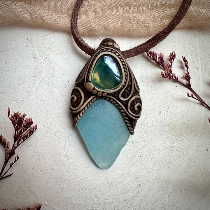 Aquamarine and Aqua Aura Quartz Necklace - FairyGardenGlow