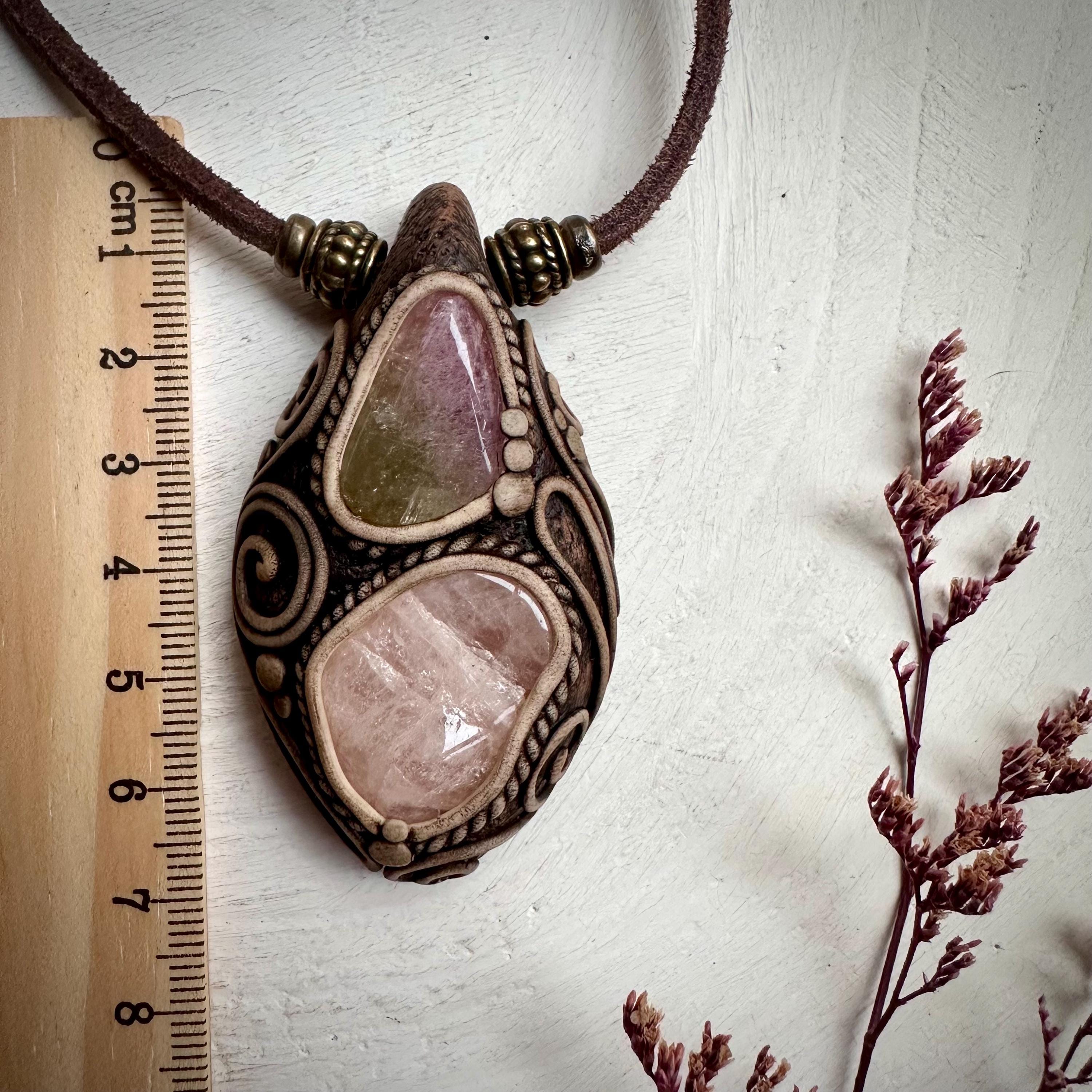 Morganite and Bi Color Tourmaline Necklace - FairyGardenGlow