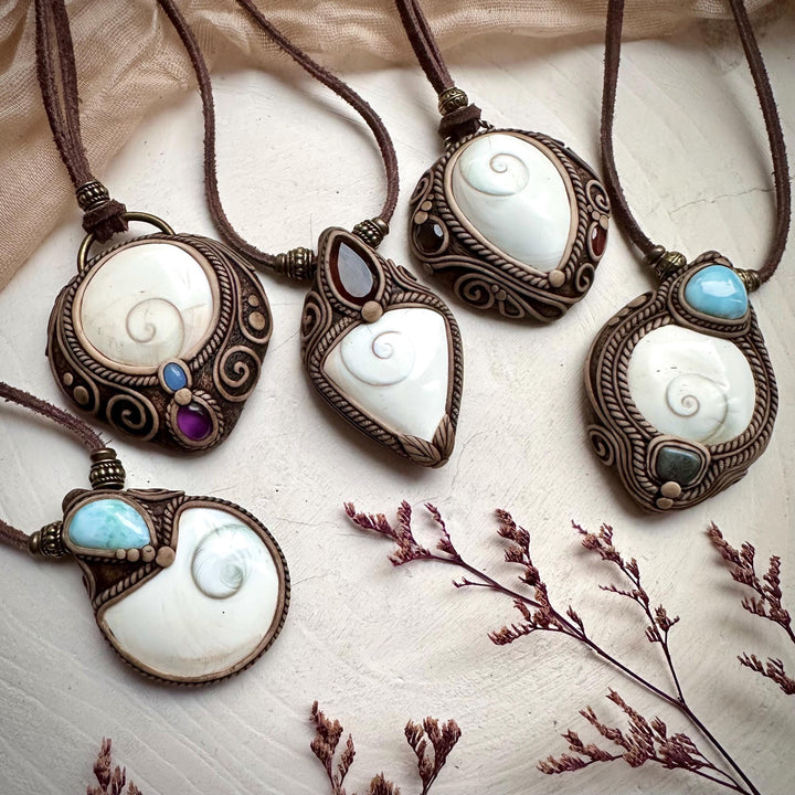 Shiva Eye Red Garnet and Smoky Quartz Necklace - FairyGardenGlow