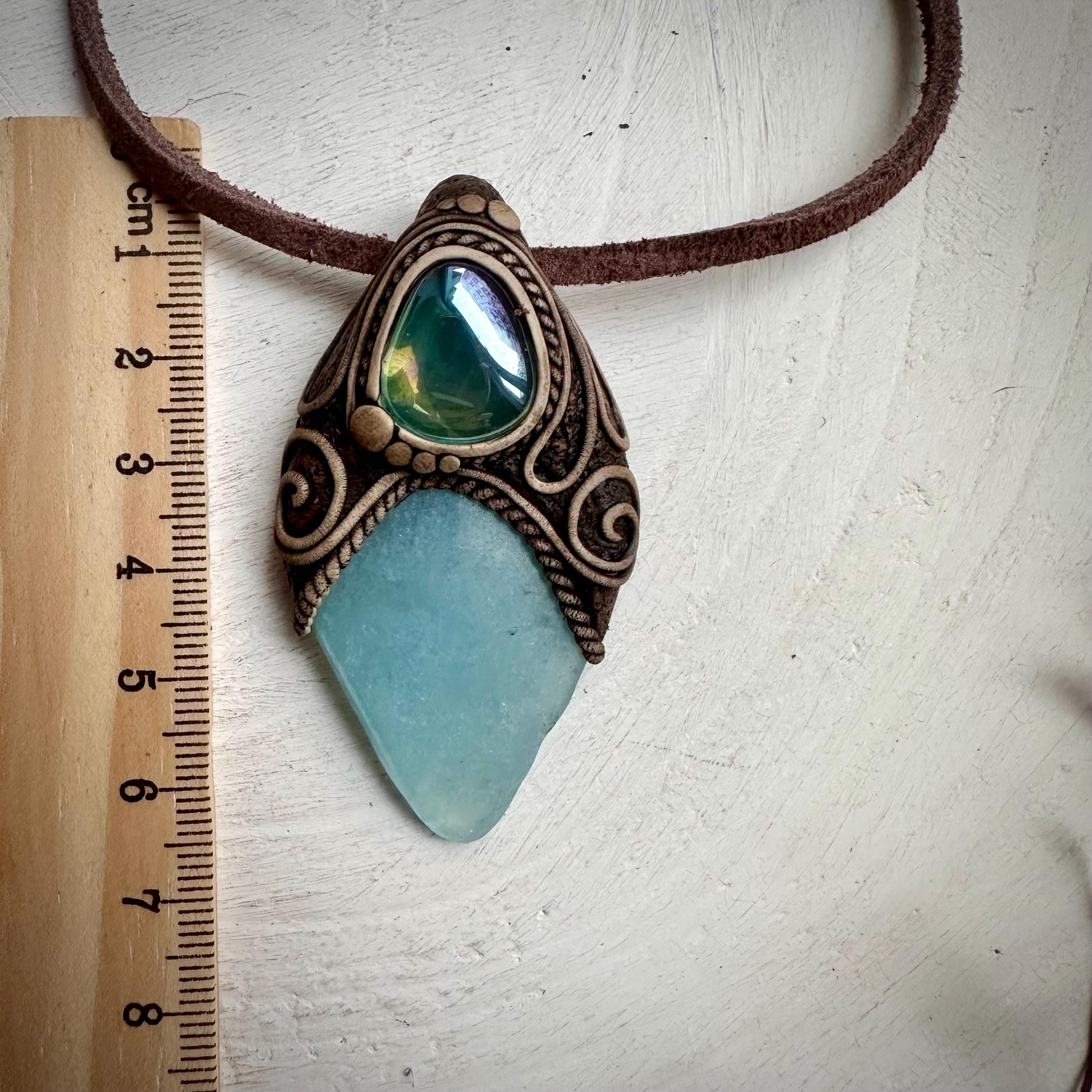 Aquamarine and Aqua Aura Quartz Necklace - FairyGardenGlow