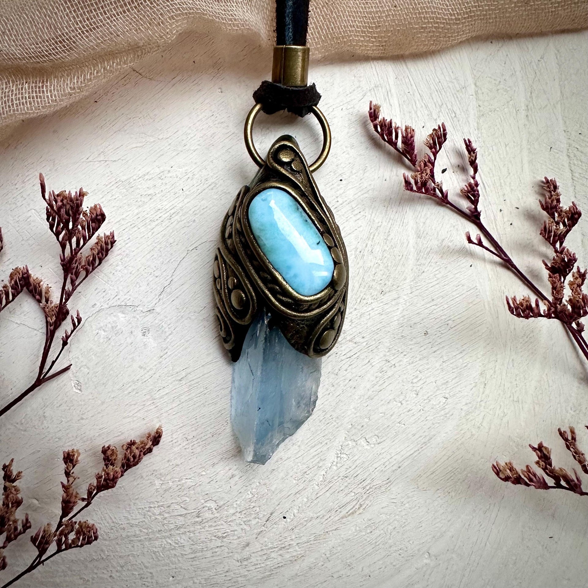 Blue Fluorite and Larimar Necklace - FairyGardenGlow