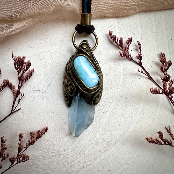 Blue Fluorite and Larimar Necklace - FairyGardenGlow