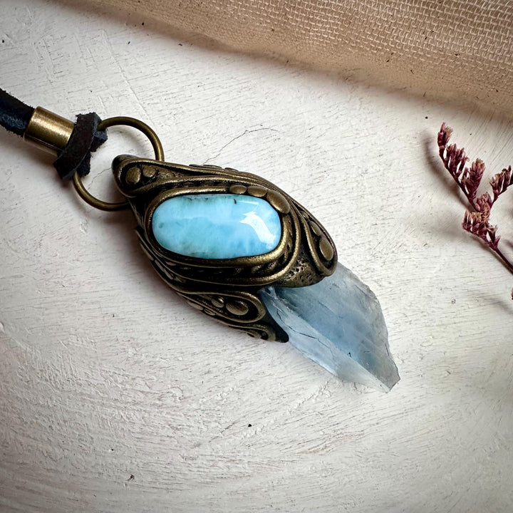 Blue Fluorite and Larimar Necklace - FairyGardenGlow