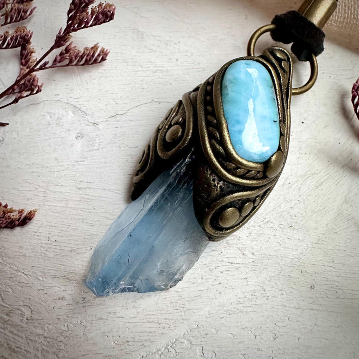 Blue Fluorite and Larimar Necklace - FairyGardenGlow