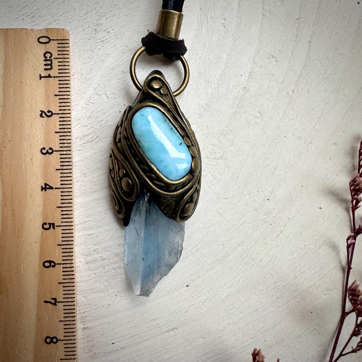 Blue Fluorite and Larimar Necklace - FairyGardenGlow