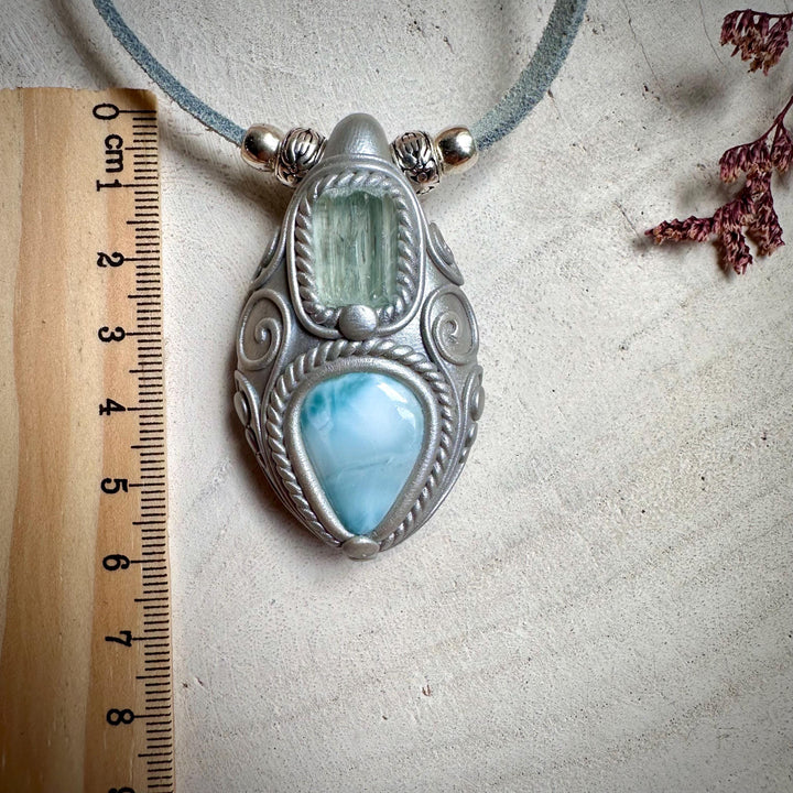 Aquamarine and Larimar Necklace - FairyGardenGlow