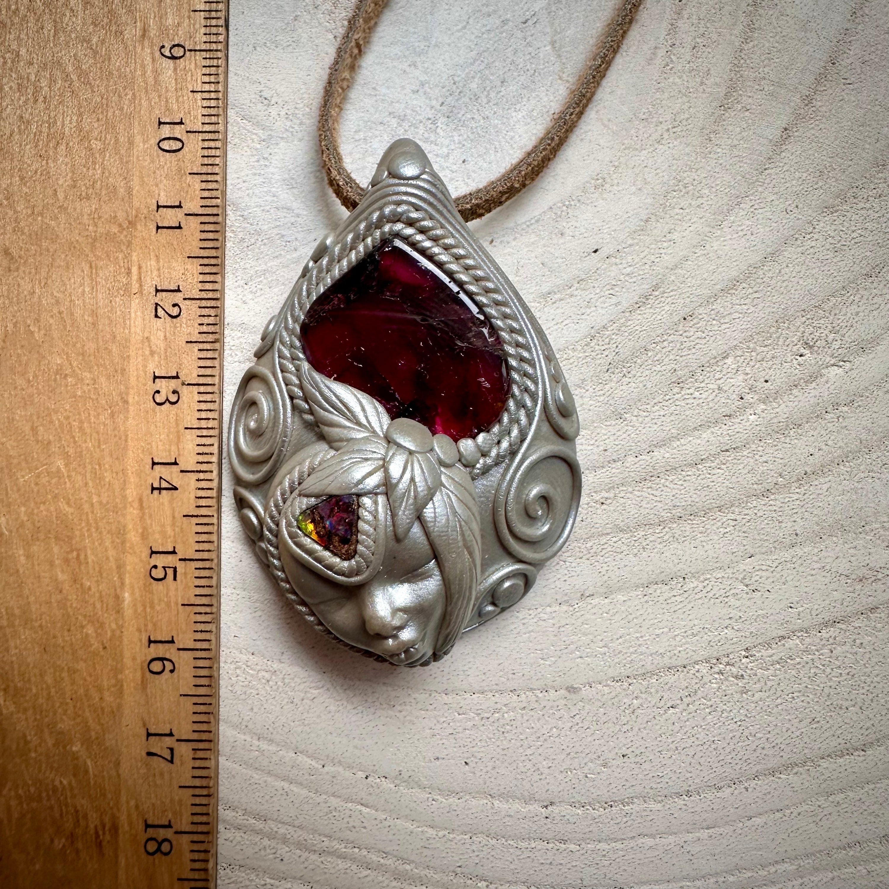 Bi Color Tourmaline and Boulder Opal Goddess Necklace - FairyGardenGlow
