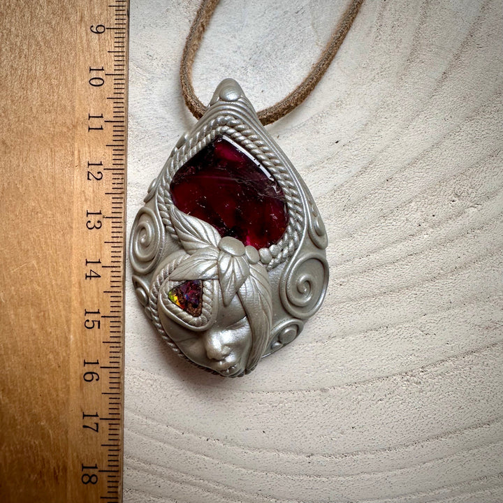 Bi Color Tourmaline and Boulder Opal Goddess Necklace - FairyGardenGlow