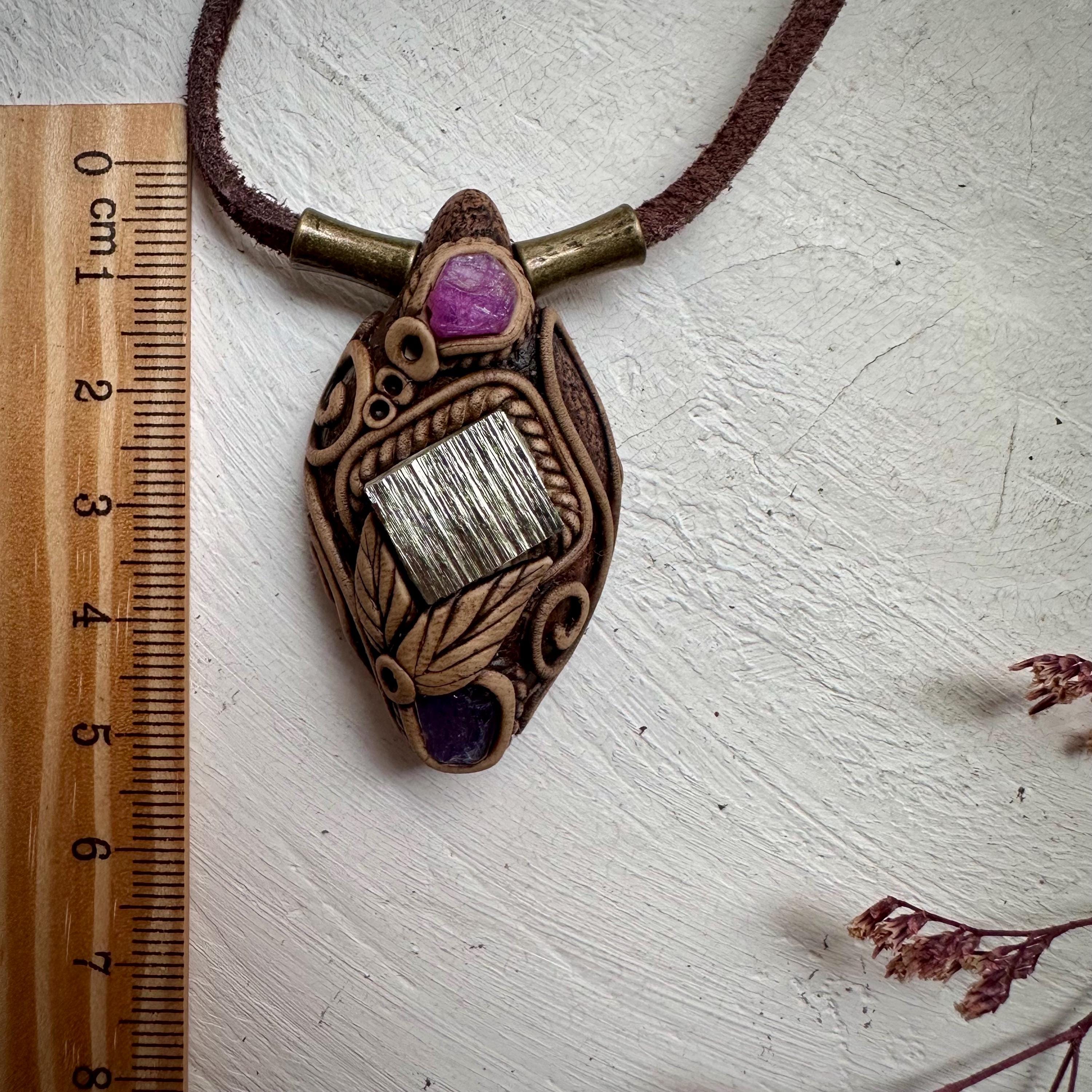 Pyrite Ruby and Tanzanite Necklace - FairyGardenGlow