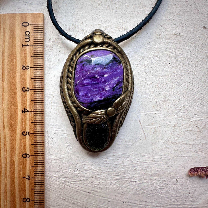 Charoite and Moldavite Necklace - FairyGardenGlow