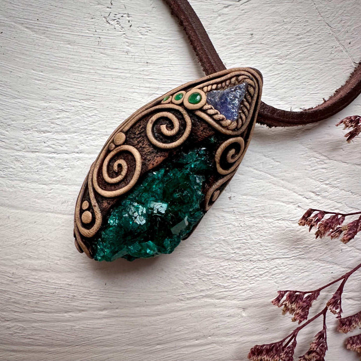 Dioptase Tanzanite and Emerald Necklace - FairyGardenGlow