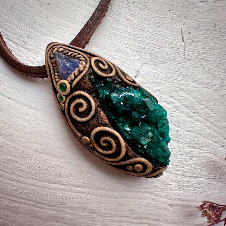 Dioptase Tanzanite and Emerald Necklace - FairyGardenGlow