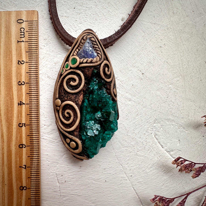 Dioptase Tanzanite and Emerald Necklace - FairyGardenGlow