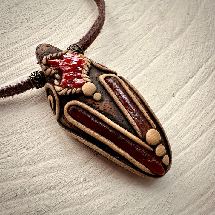 Orange Kyanite and Vanadinite Pendant Necklace - FairyGardenGlow