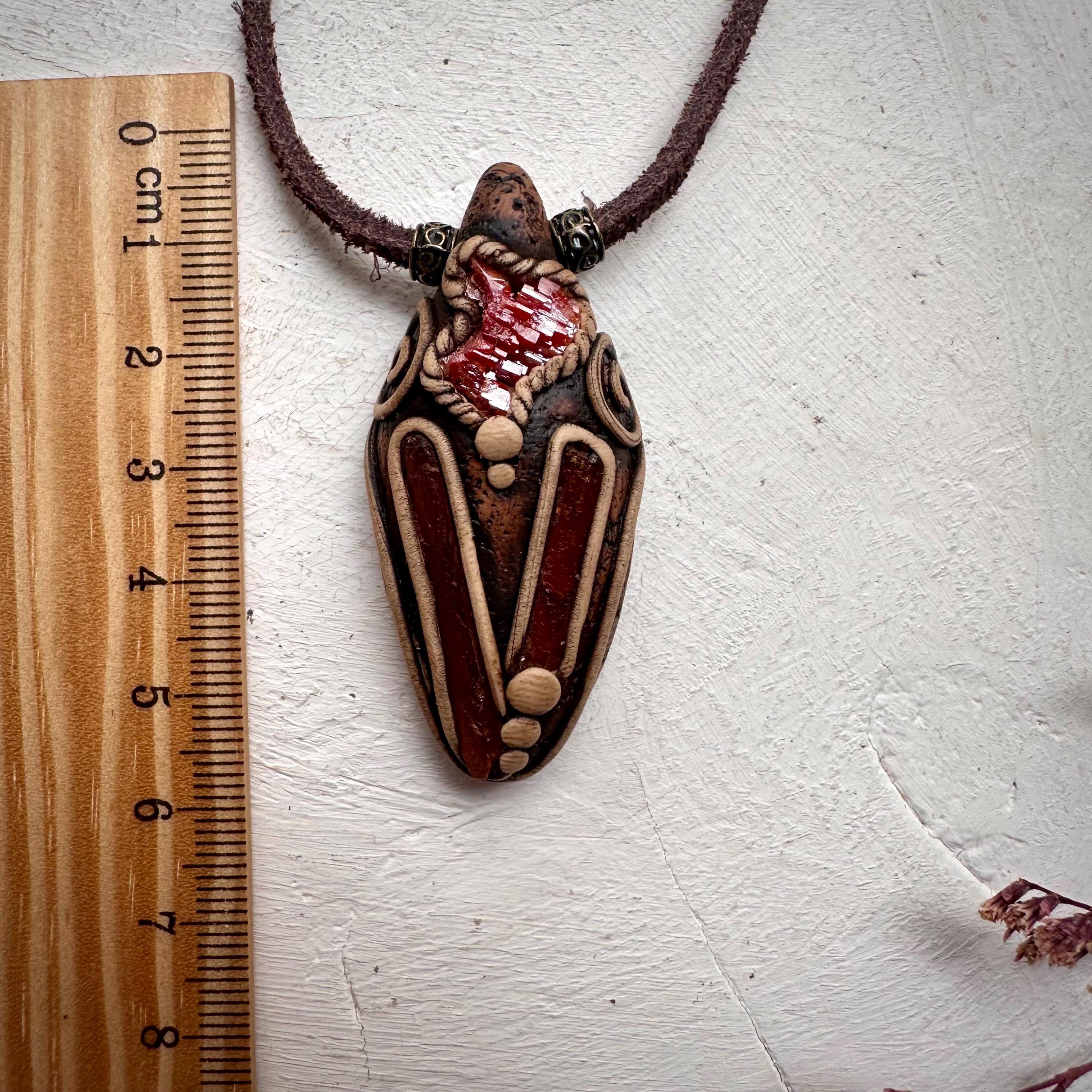 Orange Kyanite and Vanadinite Pendant Necklace - FairyGardenGlow
