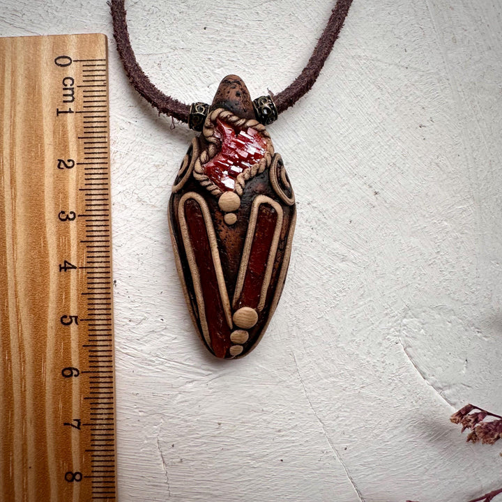 Orange Kyanite and Vanadinite Pendant Necklace - FairyGardenGlow