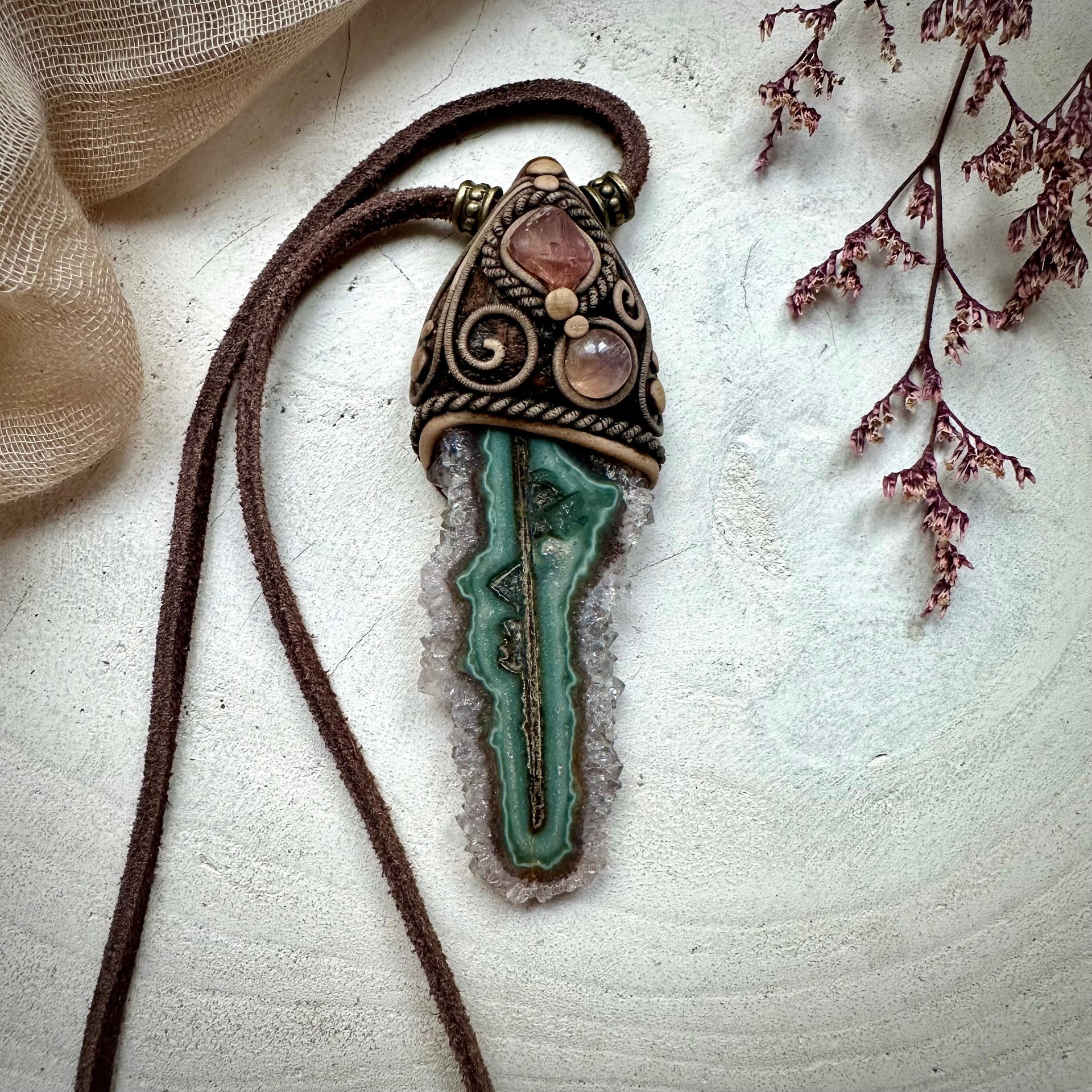 Amethyst Stalactite Spinel and Moonstone Necklace - FairyGardenGlow