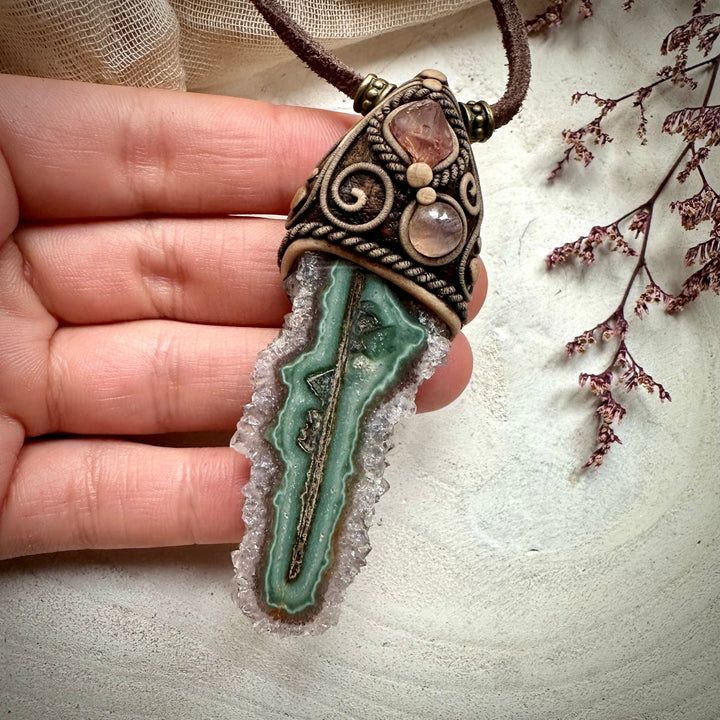 Amethyst Stalactite Spinel and Moonstone Necklace - FairyGardenGlow