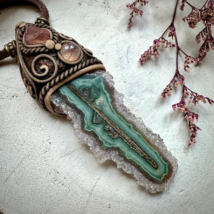 Amethyst Stalactite Spinel and Moonstone Necklace - FairyGardenGlow