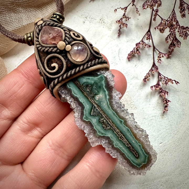 Amethyst Stalactite Spinel and Moonstone Necklace - FairyGardenGlow