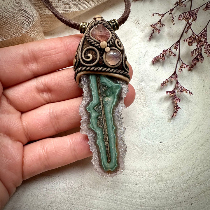 Amethyst Stalactite Spinel and Moonstone Necklace - FairyGardenGlow