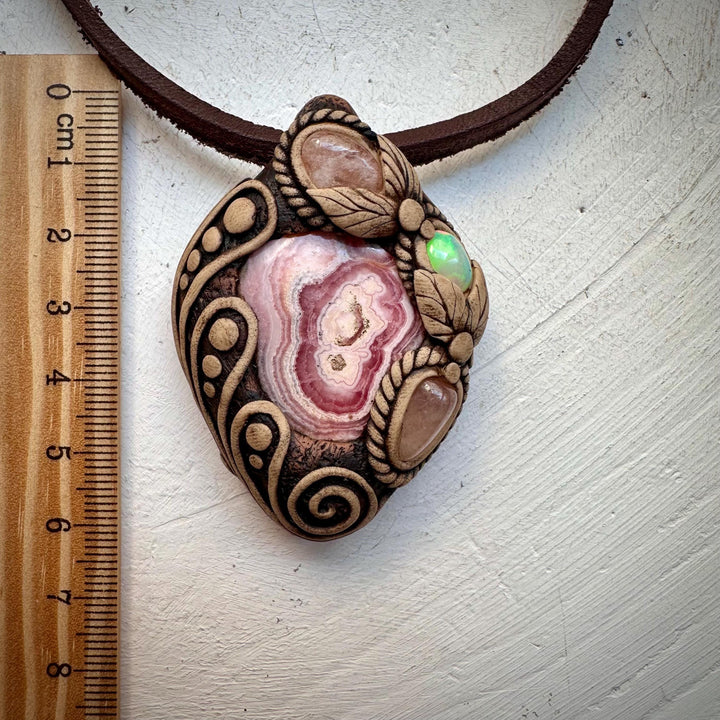 Rhodochrosite Morganite and Opal Necklace - FairyGardenGlow
