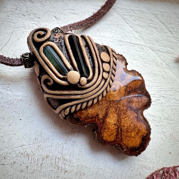Ayahuasca Vine Blue and Green Tourmaline Necklace - FairyGardenGlow