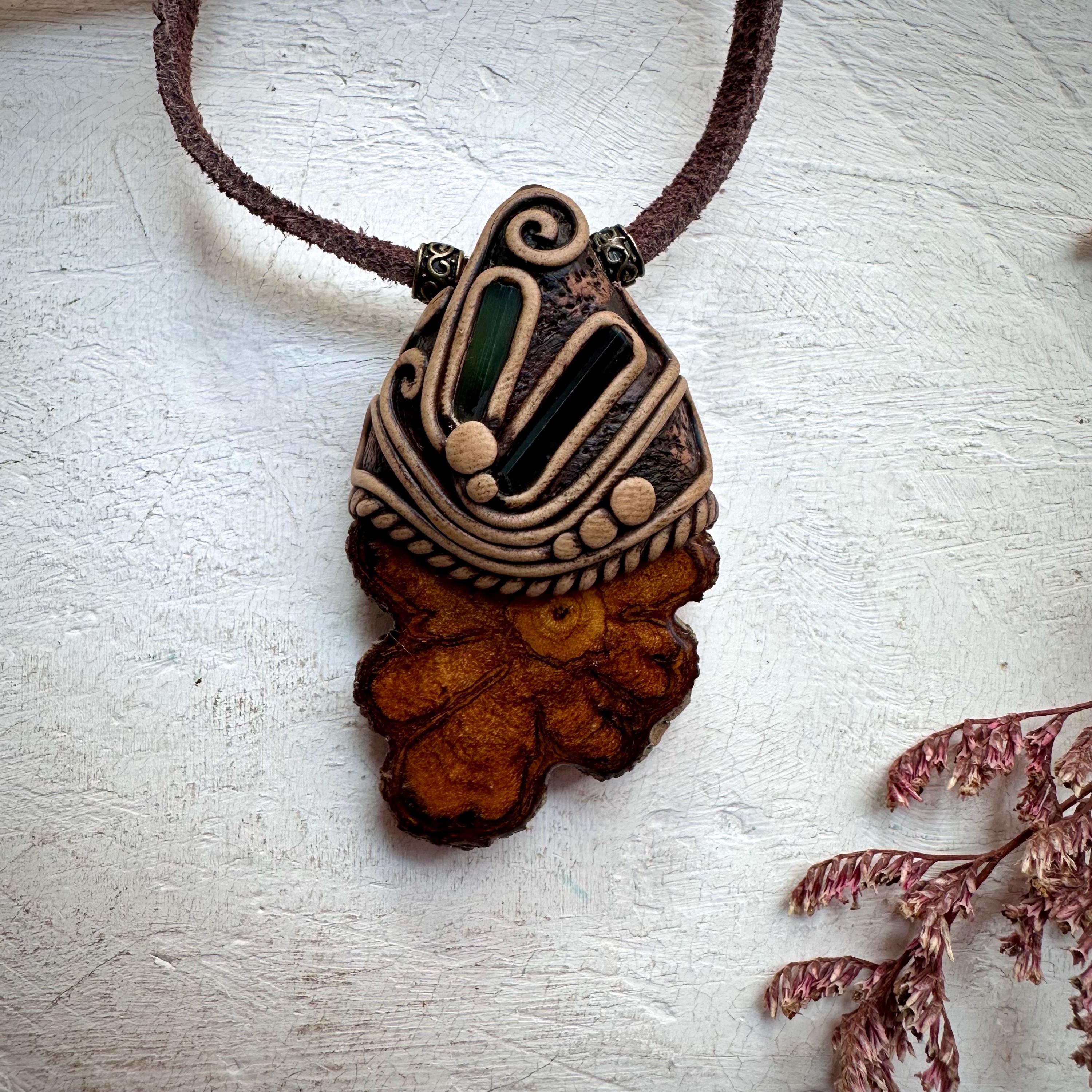 Ayahuasca Vine Blue and Green Tourmaline Necklace - FairyGardenGlow