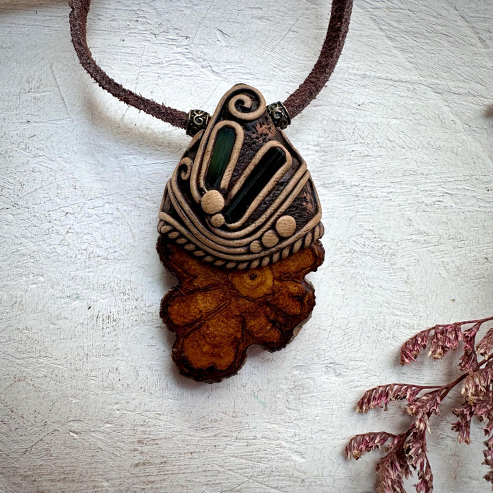 Ayahuasca Vine Blue and Green Tourmaline Necklace - FairyGardenGlow