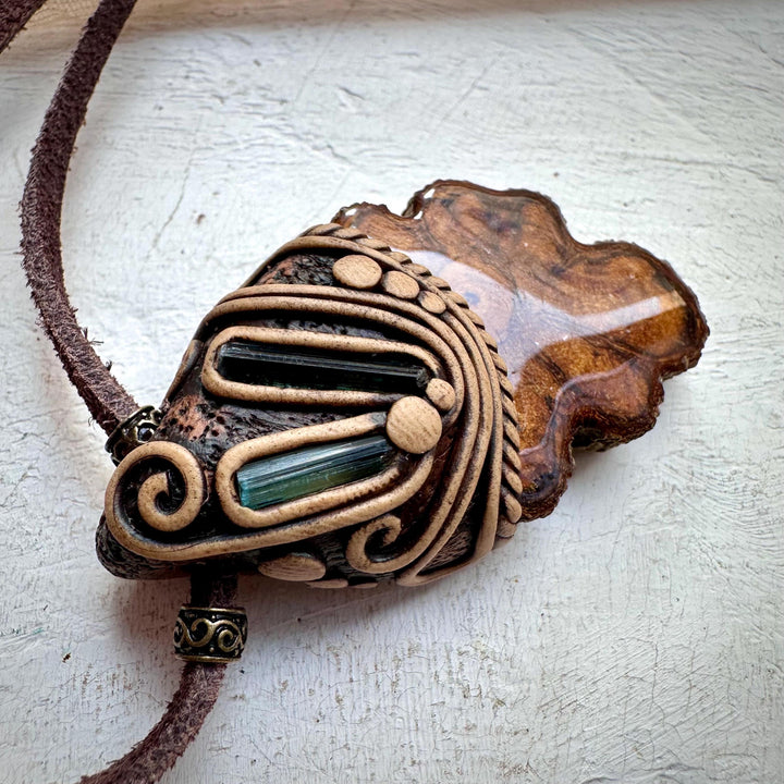 Ayahuasca Vine Blue and Green Tourmaline Necklace - FairyGardenGlow