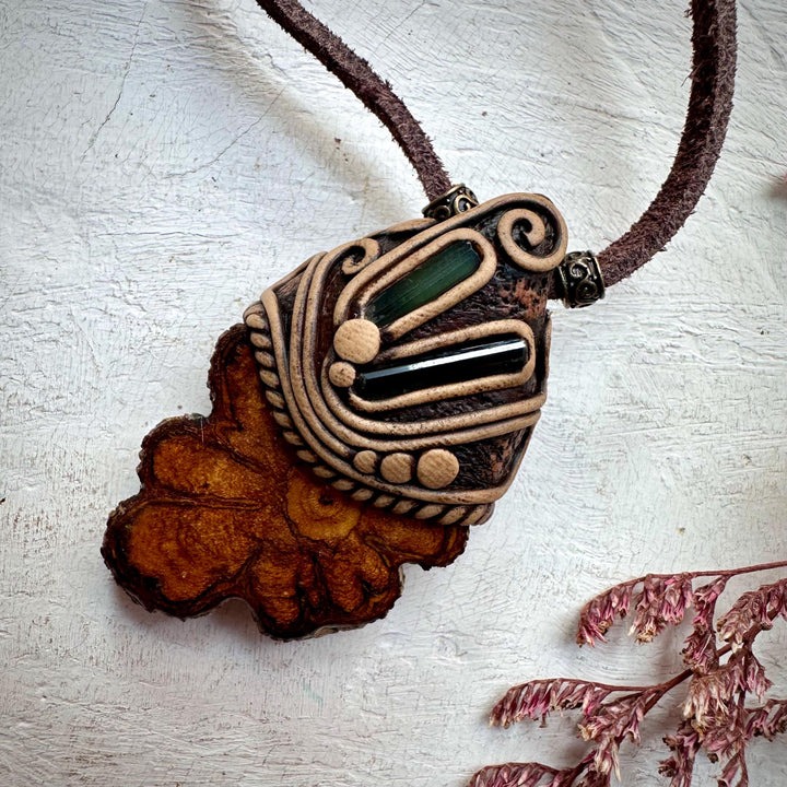 Ayahuasca Vine Blue and Green Tourmaline Necklace - FairyGardenGlow