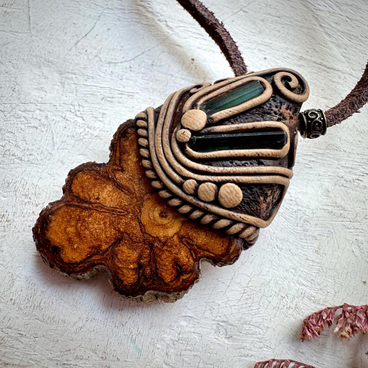 Ayahuasca Vine Blue and Green Tourmaline Necklace - FairyGardenGlow