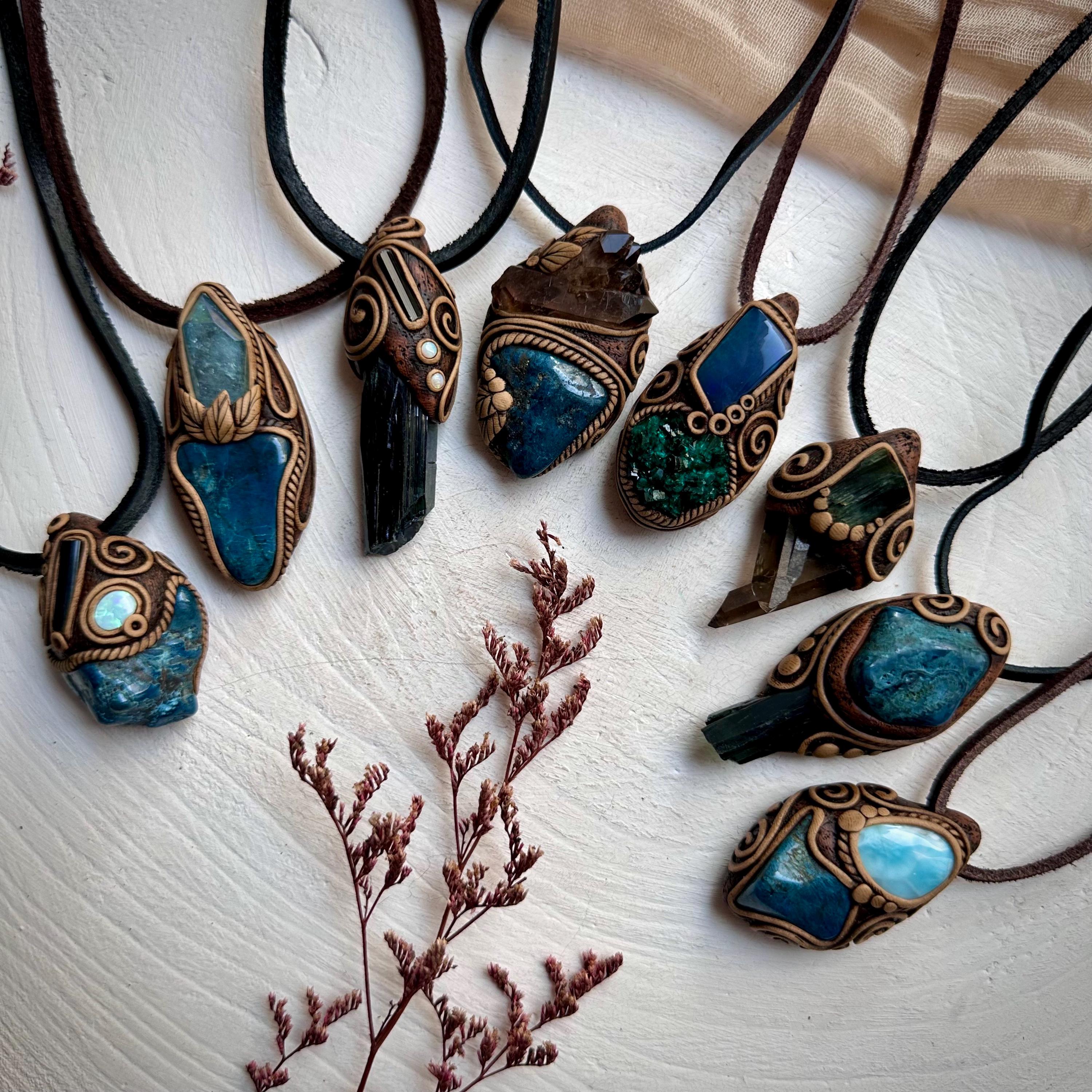 Dioptase and Australian Black Opal Doublet Necklace - FairyGardenGlow