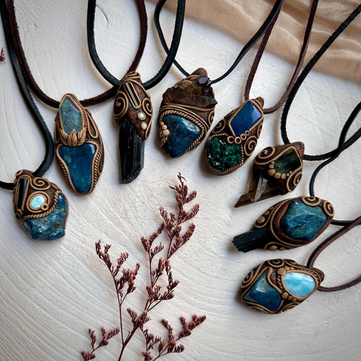 Dioptase and Australian Black Opal Doublet Necklace - FairyGardenGlow